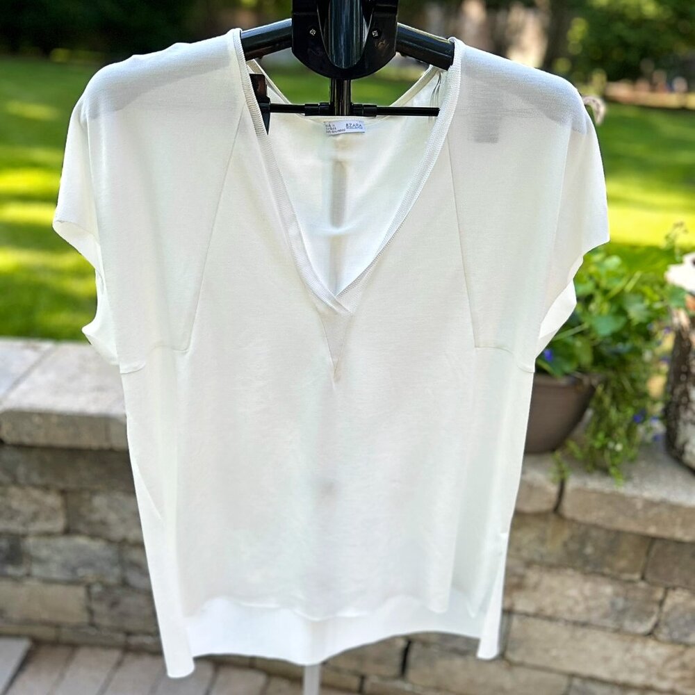 Zara White Short Sleeve Tee